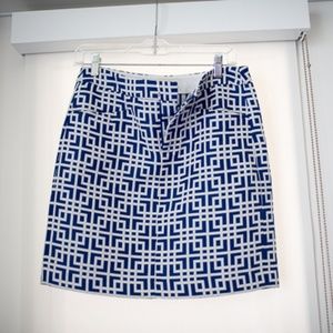 Loft blue and white geometric skirt
